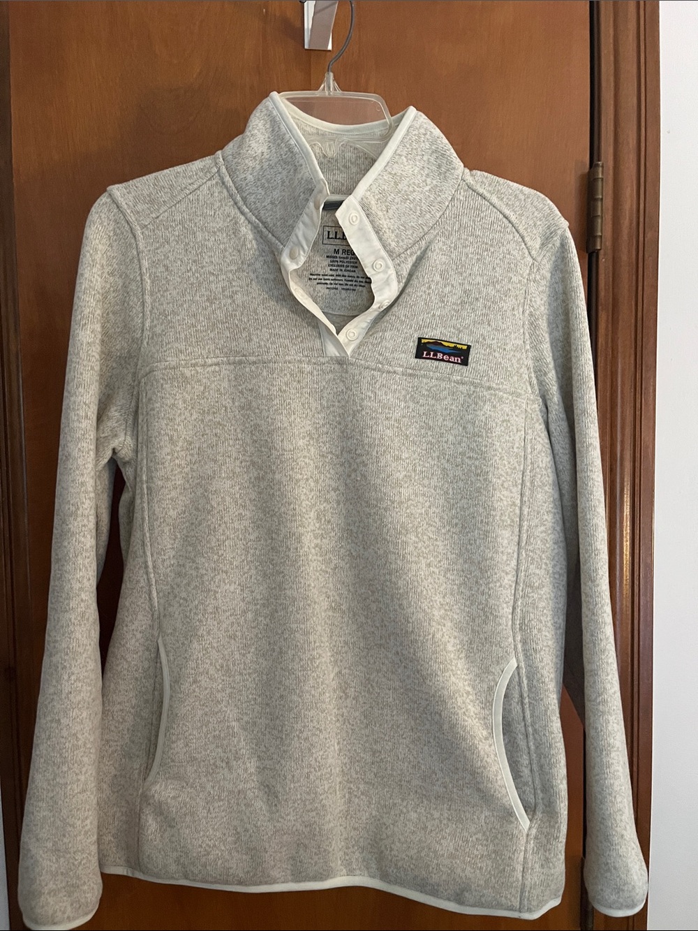 L.L. Bean Light Heather Gray Snap-Front Fleece Pullover